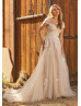 Cap Sleeves Lace Tulle V Back Stunning Wedding Dress